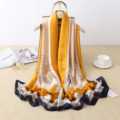 China New style simple silk satin long satin scarf polyester silk custom printed scarf for elegant women for sale