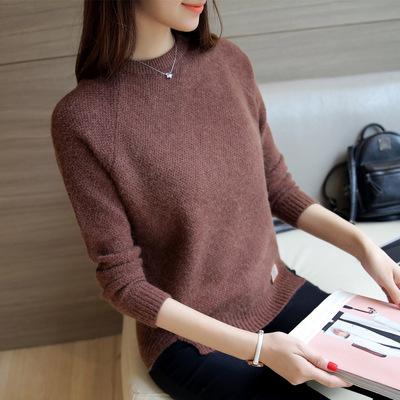 China Breathable Plus Size Sweater Winter Knitted Fuzzy Sweater Women Shirt Pattern Women's Elegant Knitting Sweater for sale