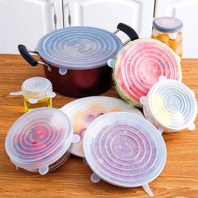 China Non Spill Clear Custom Stretch Lids Reusable Flexible Food Grade Silicone Lid Silicone Lid Sets for sale