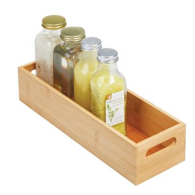 China Disposable Natural Bamboo Storage Organizer Tray Customized Tray Wood With Handles for sale