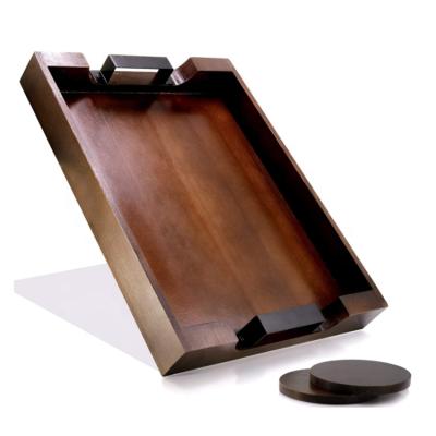 China Eco-friendly Decor 2022 Rustic Grand Brown Long Pine Wood Serving Tray For For Stool for sale