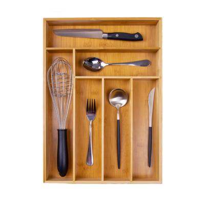 China 2022 Eco-friendly Bamboo Wooden Fork Organizer Kitchen Utensil Serving Tray For Storage Drawer for sale