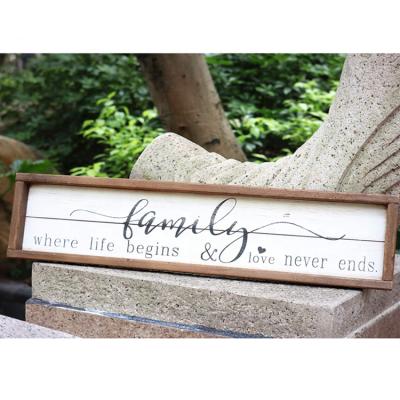 China Custom Rustic Home Wood Framed Wooden Sign Europe Vintage Wall Decor Wooden Family Sign for sale