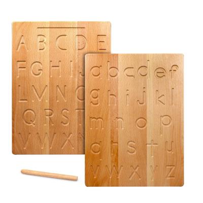 China Europe Alphabet Natural Interesting Double Sided Toy Wooden Letters Practice Board for sale