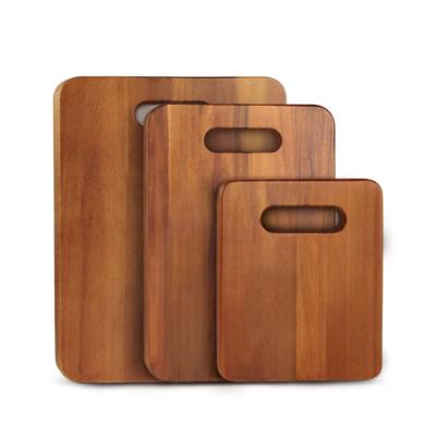 China Viable Exquisite Wooden Cutting Board Acacia Steak Wood Cutting Board With Handle Set for sale