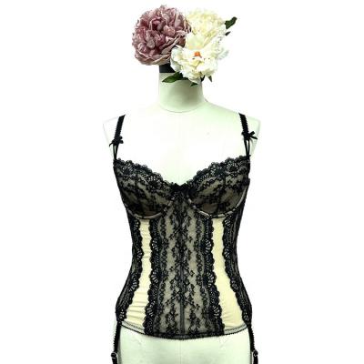 China Spandex / Nylon Manufacturer ODM OEM Satin Lace Women Sexy Lingerie Bustier and Corset Padded Bra Wire Mould Bra Soft Bra for sale