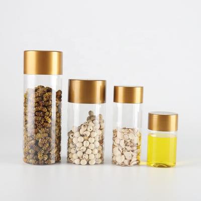 China Plastic Storage Jars China OEM Storage PET Jars With Gold Lids For Food Nut Butter Spreading for sale