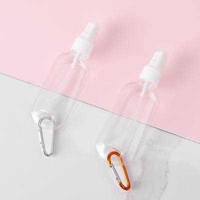 China Empty Plastic Cosmetic Or Personal Care Travel Mist Sprayer Bottles With Key Chain For Lotion Shampoo Hand Sanitizer for sale