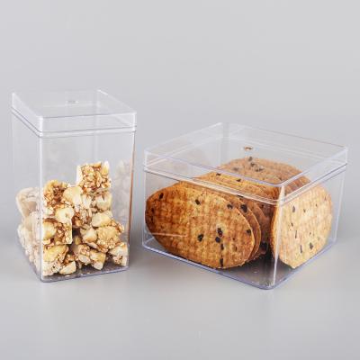 China Sustainable Square PS Plastic Cookie Jars With Lids For Food Storage for sale