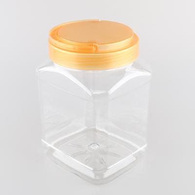 China Storage Jars Custom Empty 1800ml Large Nut Plastic Storage Containers With Lift Lid For Popcorn Cereal for sale