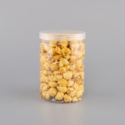 China Packaging Storage Jars 30oz 880ml China Manufacturer Empty Transparent Plastic Storage Jars With Metal Lid For Popcorn for sale