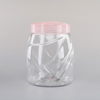 China Sweet Storage Clear Jars BPA Free 29oz 860ml Leakproof Plastic Candy Storage Jars With Pink Lids For Kids Gift for sale