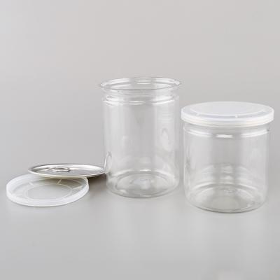 China Storage Jars New Design PET Plastic Storage Containers With Aluminum Sealable Pull Ring For Canned Food for sale