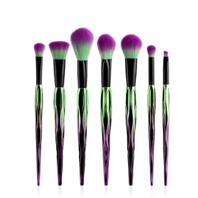 China Angular blush brush Miyaup 8pcs diamond shape cosmetics makeup brush blue and green color hot sale makeup tools brush Shenzhen factory supply for sale