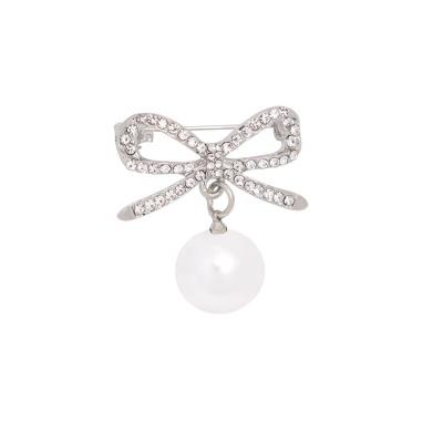 China ALLOY bowknot corsage clothing decoration pin rhinestone high-end custom diamond-encrusted anti-glare luxury single brooch pin for sale