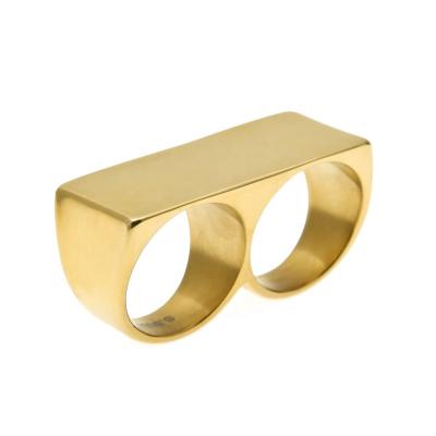 China Retro Style The Asian American Capital Wave Led By Fear Burst Hip Hop Golden Personality Double Ring for sale