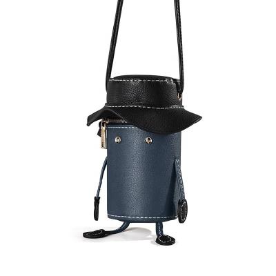 China Fashion DIY Material Hand-stitched Hand-stitched Leather Cross Lady Bucket One-shouldered Bucket Bag for sale