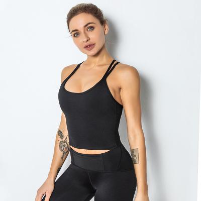 China 2021 Breathable Thin Shoulder Strap Gym Sports Yoga Bra Cut Out Sportswear Women's Vest Fitness Suit Girls Shirts Top And Main 5 Pieces For Adults for sale