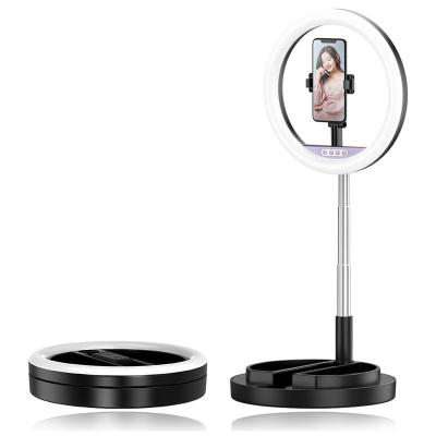 China Desktop PORTABLE Makeup Dimmable Laptop Filling Live Streaming Phone Holder Ring Circle Light Desk Lamp for sale