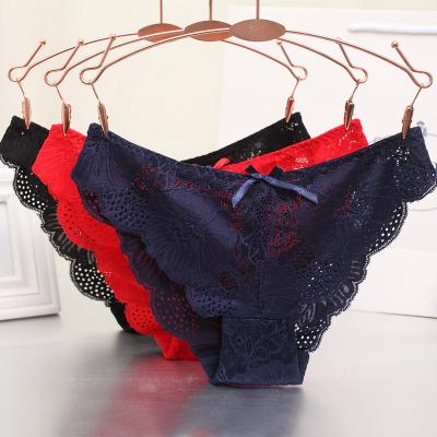 China Hipster lingerie women seamless panties sexy lace underwear hollow tempting transparent briefs low waist shorts black red for sale