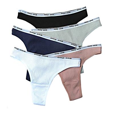 China Antibacterial Cotton Thong Breathable Women Low Back Rise Thong Sexy Stretch Underwear for sale