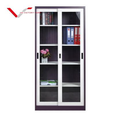 China Modern Cabinet Steel Cabinet Glass-frame Furniture Office Door Metal Glass Storage Cabinet for sale