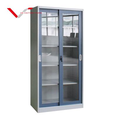 China High Quality Modern Metal Closet Furniture Office Sliding Glass Door Steel Filing Cabinet for sale