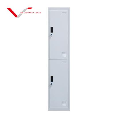 China Modern Double Tiers 2 Compartment Closet Storage Cabinet Dormitory Gym School Metal Steel Locker for sale