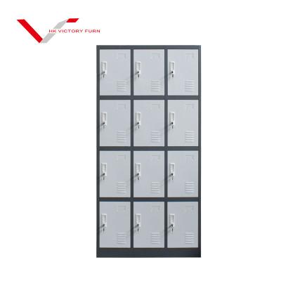 China Hot Sale Customized Metal Locker Cabinet School Luggage 12 Door Small Box Steel Lockers WDR-LK-18 for sale