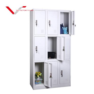 China Cheap 9 Door Modern Gym Locker Garage Gym Locker Room Furniture Work Lockers for sale