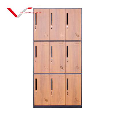 China Modern Funiture Gym Supply 9 Door Steel Locker For Staff Changing Room for sale