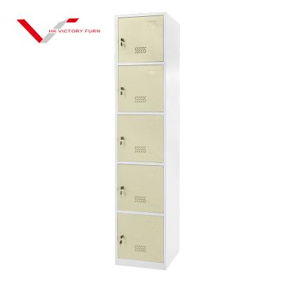 China High Quality 5 Compartment Metal Locker Wardrobe Staff Locker Cabinet Gym Storage Locker WDR-LK-05 for sale