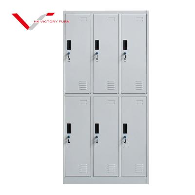 China 6 Compartments Steel Locker Black Steel Gym Locker Cabinet Locker For Office WDR-LK-14 for sale