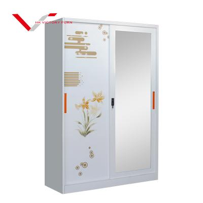 China Almirah Steel Half Hanger Half Shelf Metal Bedroom Modern Wardrobe Two Door for sale