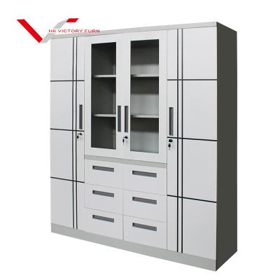 China (Other) Modern Design 3 Door Adjustable Metal Wardrobe Cabinet With Drawer for sale