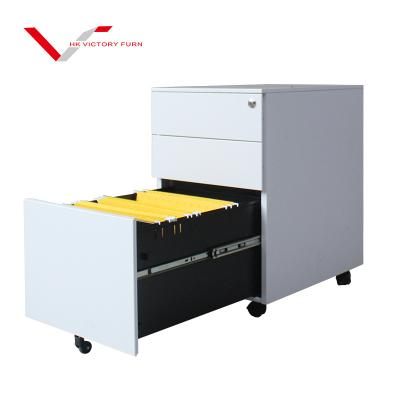 China Modern Mobile Office Storage Pedestal Mobile Cabinet With Wheels 3 Drawer Metal Cupboard for sale