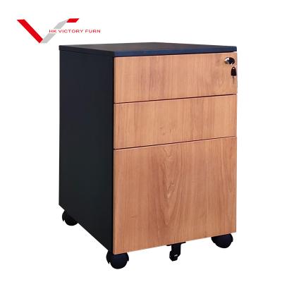 China Modern Unique Multi Function Iron Straw Office Pedestal Movable Three Drawer Cabinet for sale