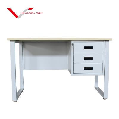 China Modern Commercial Furniture Knocked Down Steel Computer Desk Table Desk Table With 3 Drawers for sale