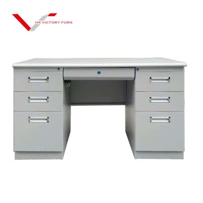 China KD Office China Desk Steel Structure 6 Drawer Storage Office Furniture Pedestal Extendable Steel Computer Table for sale