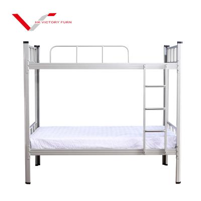 China Modern High Quality School Dorm Furniture Metal Double Bunk Bed With Ladder For Adult for sale