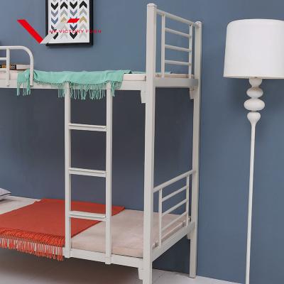 China Modern School Dorm Student Iron Double Decker Metal Steel Pipe Bunk Bed for sale