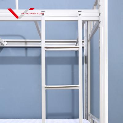 China Modern Cheap Steel Double Bunk Bed School Dorm Furniture Metal Double Bunk Bed With Ladder for sale