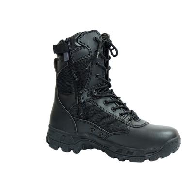 China Europe Style Flat High Top Black Leather Nylon Ankle Army Military Boots for sale