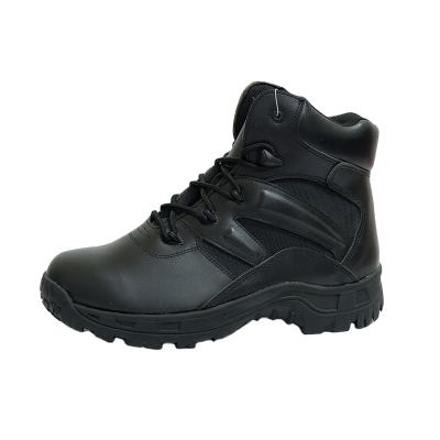 China Flat Heavy Duty Cow Leather Smooth Toe Shoes Black Welt Safety Steel Goodyear Boots for sale