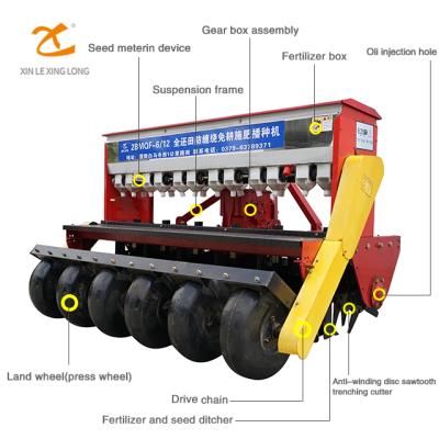 China Sow Wheat XINLE 6/12 No-till Wheat Planter Anti Wind Up No Tillage Fertilizer Seeders Planter for sale