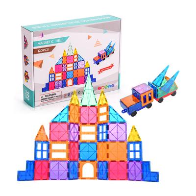 China Building Toy Kids Educational ROD Toys Amazon Best Seller Magnet Building Tiles 120 PCS Magnetic Building Blocks For Kids for sale