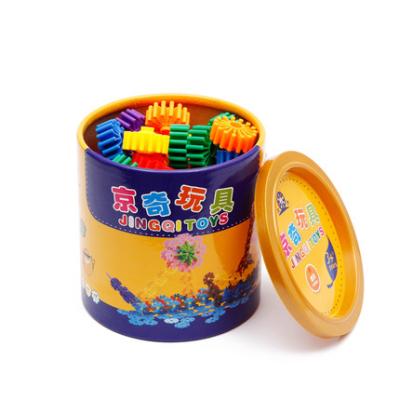 China Toy Jingqi Gear Plastic Educational Toys Multicolor Bucket Building Blocks Building Block Children's Christmas Gifts for sale