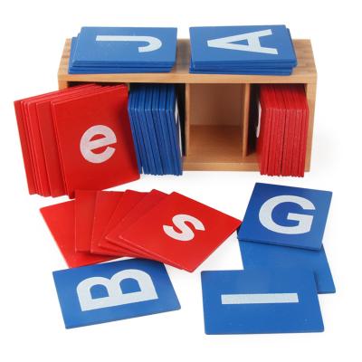 China Early Language Teaching Eco-Friendly Montessori Education Material Helps Sandpaper Letters Children Educational English Wooden Building Blocks Play for sale