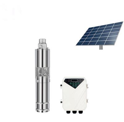 China Family Homes Agriculture 12v DC High Pressure Screw Solar Water Pumps With Solar Controller for sale