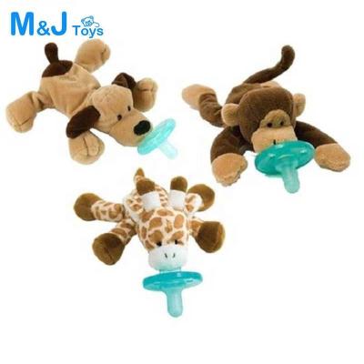 China Easy Clean Custom Stuffed Plush Infant Pacifier With Soft Toys Toys Detachable Teether Holder for sale